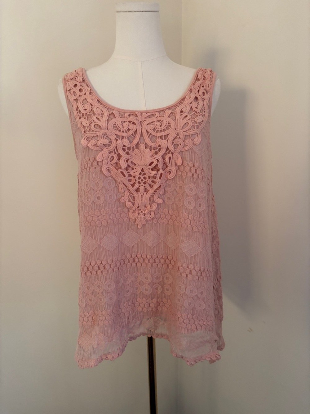 French Laundry Dusty Pink Crochet Lace Scoop Neck Camisole